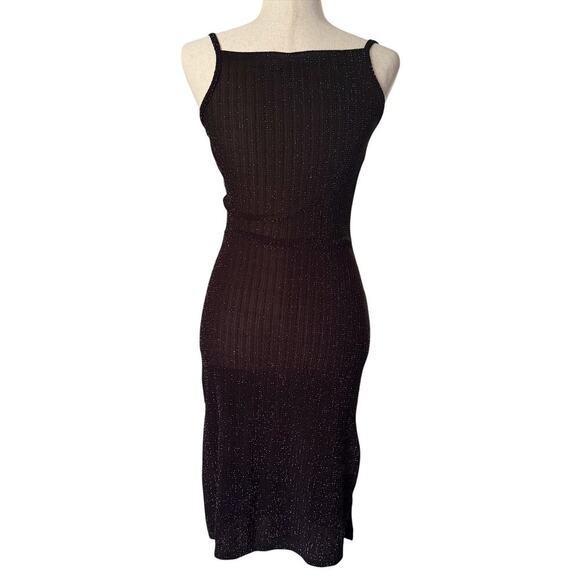 Vintage Chesley Dress Womens Small Black Shimmer Midi Slip Cowl Neck Party Y2K - Picture 4 of 15
